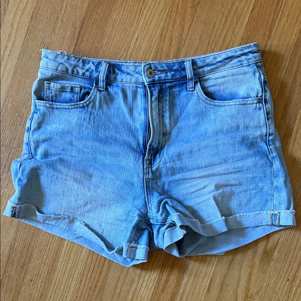 High-Rise Light Blue Denim Shorts for Women